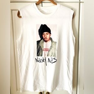 Men's Trendy Vest Portrait Print Sleeveless Tank White 100% cotton Chest 40"